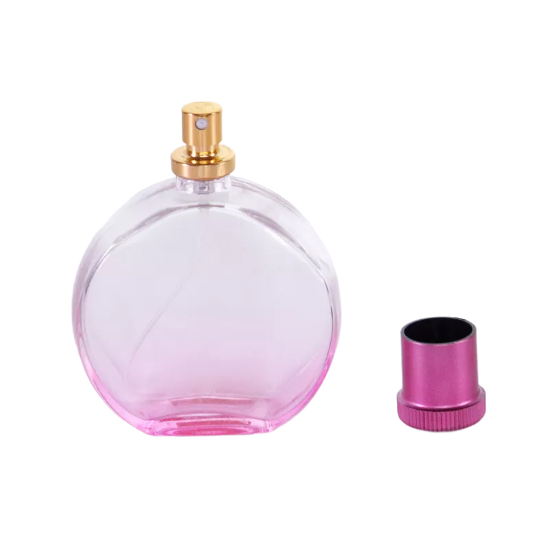 Garrafa de vidro spray de perfume rosa portátil em miniatura