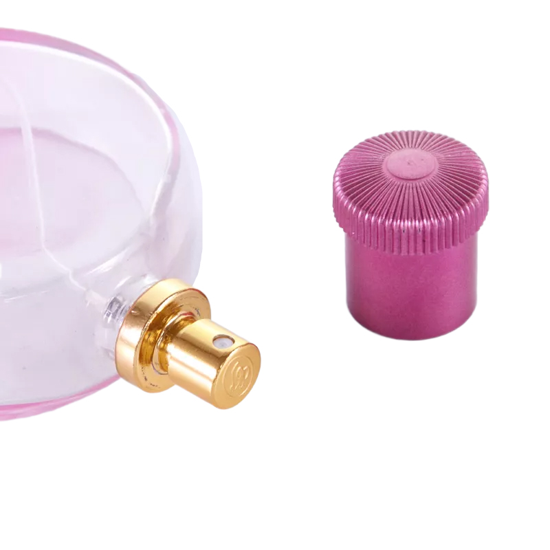 Garrafa de vidro spray de perfume rosa portátil em miniatura