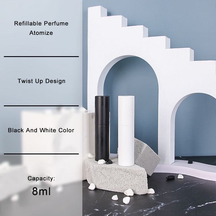 8ml atomizador de pulverizador de névoa preto e branco